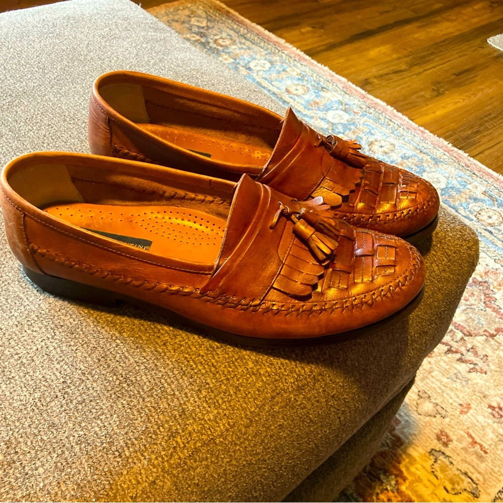 Giorgio Brutini Mens Leather Woven Tassel Loafers Size 13 M